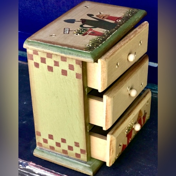 Vintage Wooden Hand Painted 3 Drawer Tiers Honeybee Hive HERB STORAGE Spice Box - Picture 2 of 10